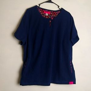 Betsey Johnson Women’s Scrub Top Navy Blue size 3x